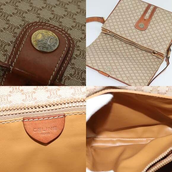 CELINE Macadam Canvas Shoulder Bag Pvc Beige Gold - Picture 11 of 13